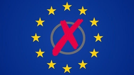 Europawahl 2024 blau mit Kreuzchen in rot