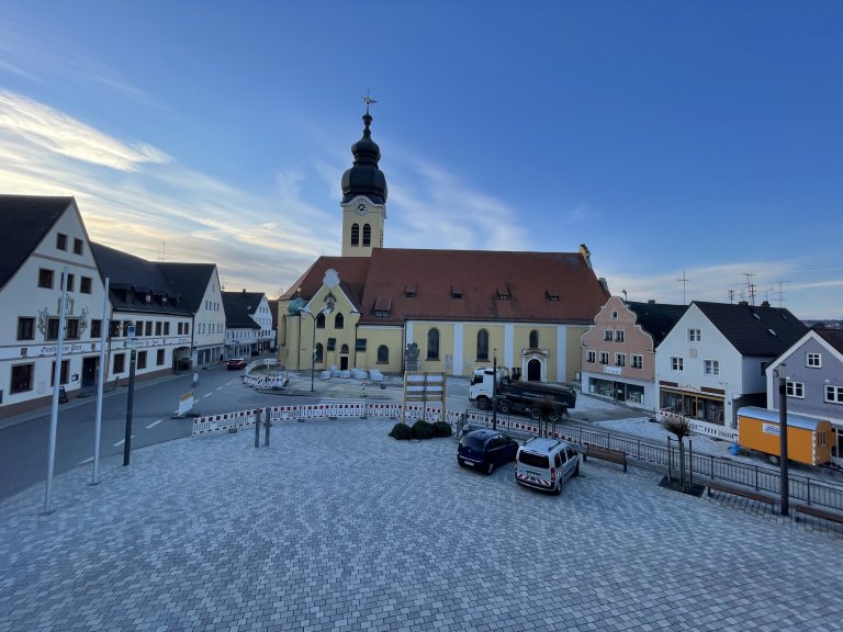 Neugestaltung Marktplatz Bauabschnitt II 2022 von oben totale